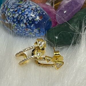 Gold Over Sterling Double Arrow Huggie Earrings